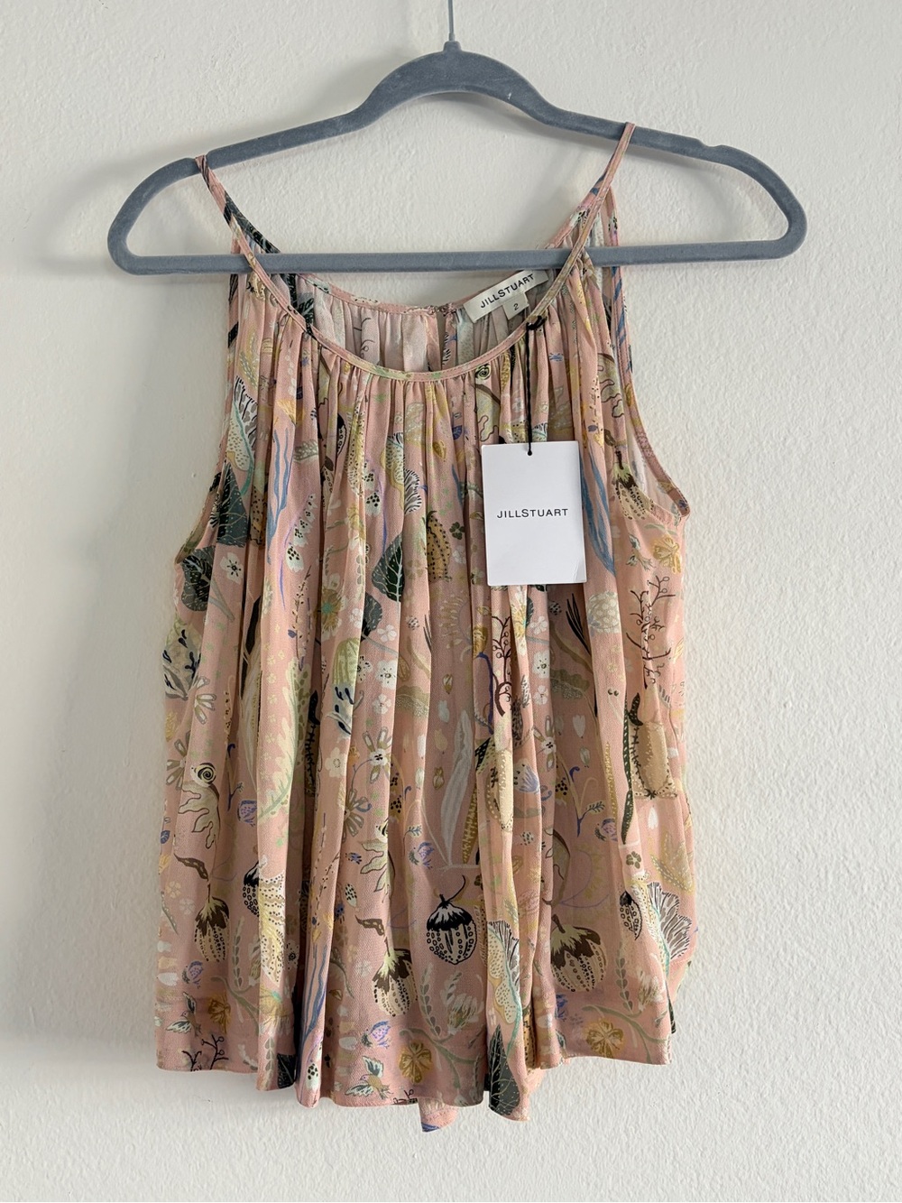NWT Jill Stuart Blush Pink Artsy Printed Flowy Top
